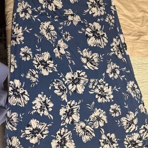 Kaileigh Blue and White Floral Midi Skirt